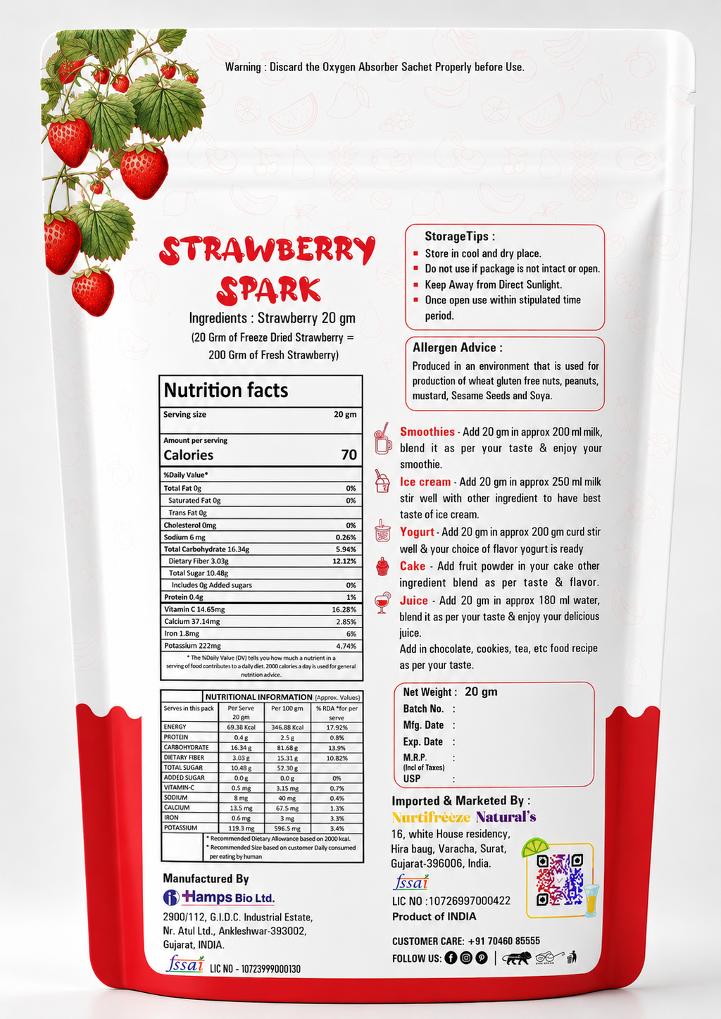 Strawberry Spark - Premium Dired Chips