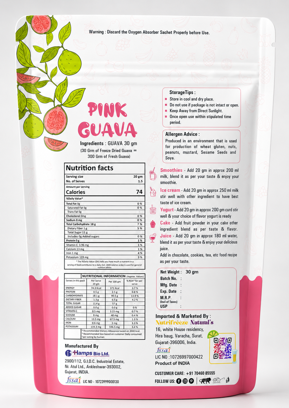 Pink Guava - Premium Dried Guava Fruit Cubes