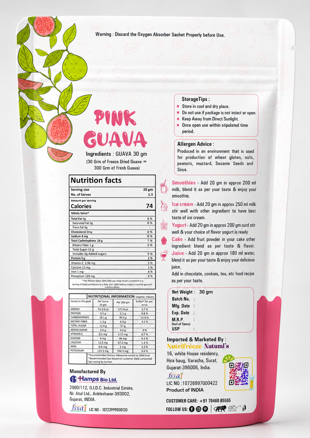 Pink Guava - Premium Dried Guava Fruit Cubes