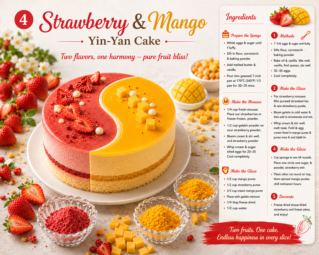 Strawberry & Mango Yin-Yan Cake