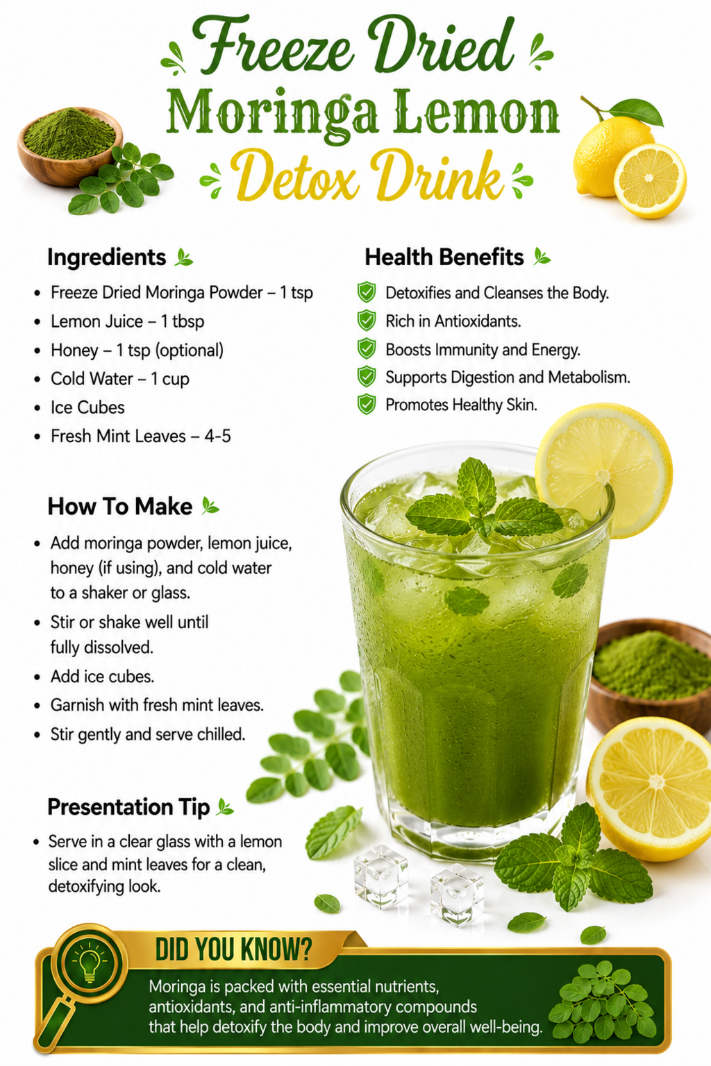 Moringa Lemon Detox Drinks