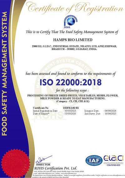 ISO 22000:2018 Certificate