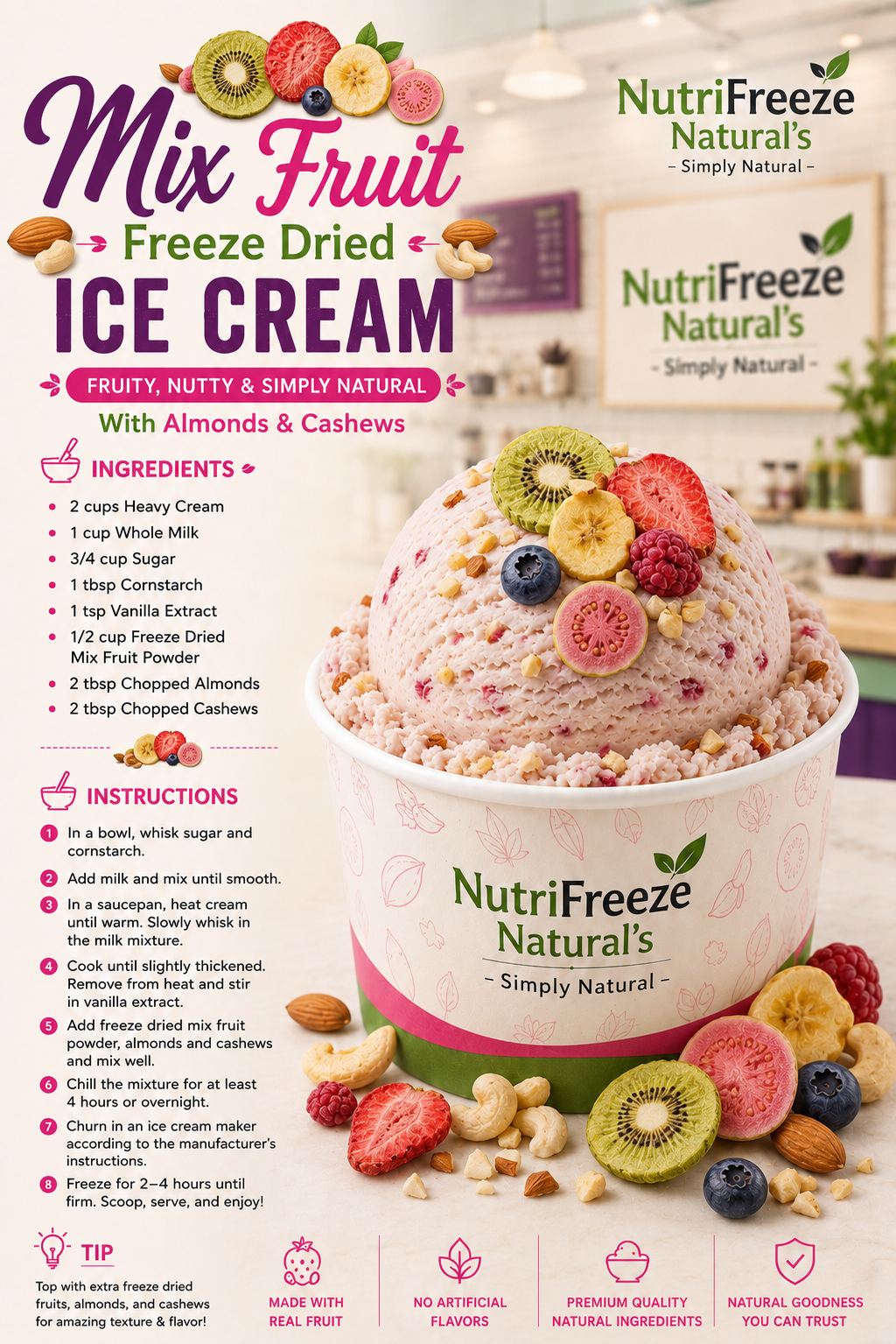 Fruity Nutty Delight Ice Cream