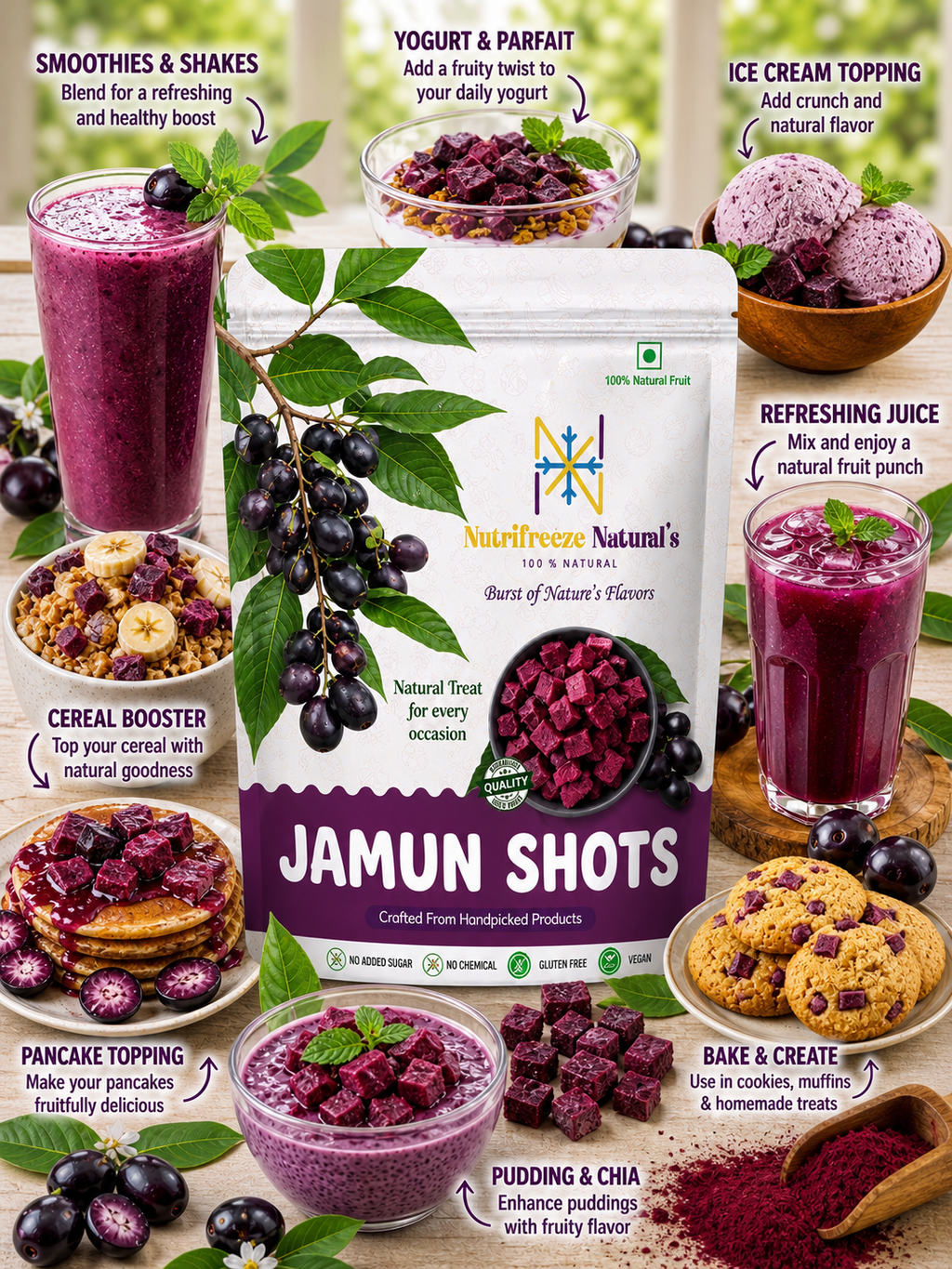 Jamun Shots - Premium Dried Jamun Fruit Cubes